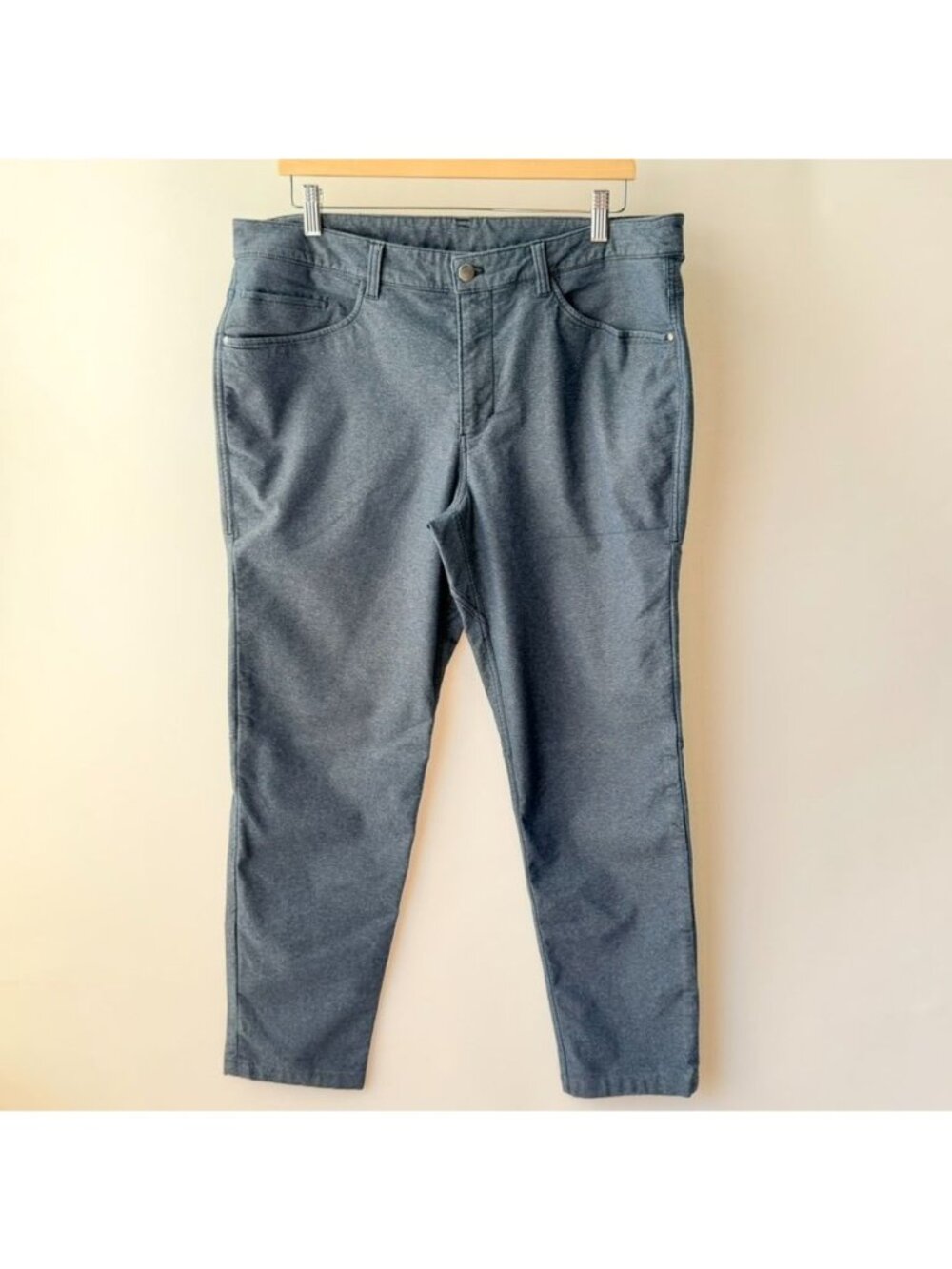 Lululemon ABC Pant Slim Tech Canvas Heathered Deep Navy Men’s Size 36 B200